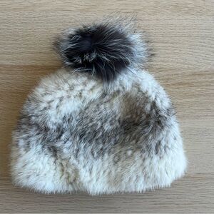 Cozy Rabbit Fur Pom-Pom Hat